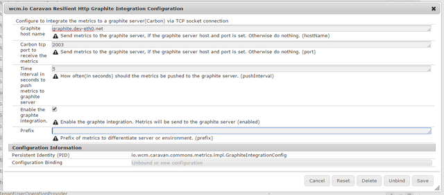 wcm.io Caravan Resilient Http Graphite Integration Configuration